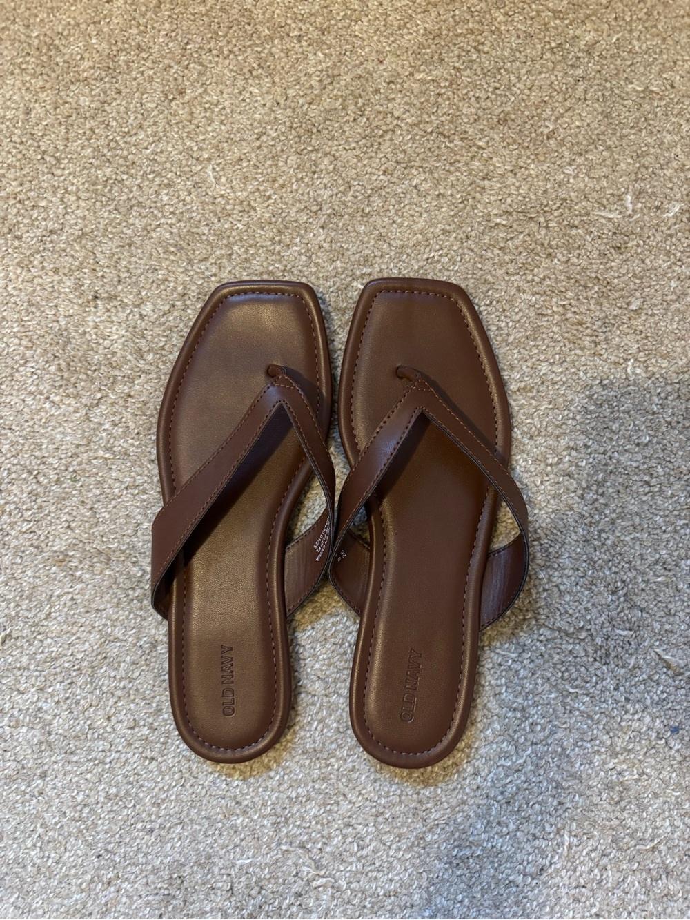 Old Navy Brown Square-Toe Thong Sandals